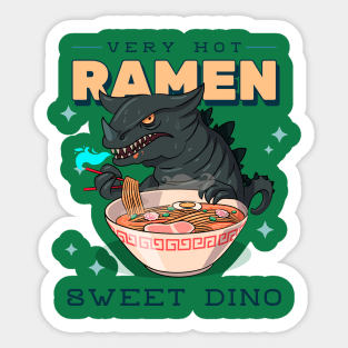 Sweet Dino Eating a Very Hot Ramen Noodles Sticker